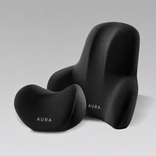 Kit de Soporte Lumbar y Almohada Cervical Premium – Aura